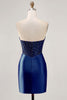 Load image into Gallery viewer, Sparkly Fuchsia Strapless Short Tight Corset Satin Homecoming Dress