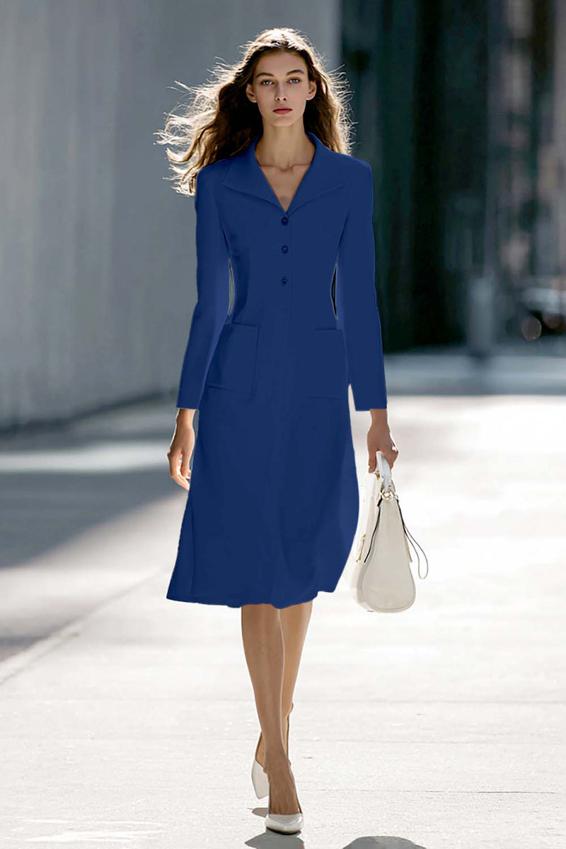 Load image into Gallery viewer, Ivory A Line Single Breasted Midi Blazer Dress with Sleeves