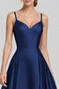 Load image into Gallery viewer, Black A Line Satin Spaghetti Straps Long Formal Dress