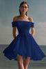Load image into Gallery viewer, Dusty Sage Off the Shoulder Chiffon Mini Graduation Dress