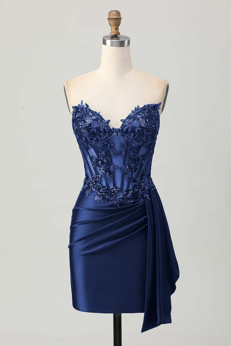 Load image into Gallery viewer, Sparkly Dark Green Sweetheart Short Corset Homecoming Dress