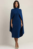 Load image into Gallery viewer, Royal Blue Sheath High Neck Long Formal Dress with Shawl