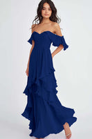 Load image into Gallery viewer, Lilac Off the Shoulder Ruffled Long Formal Dress