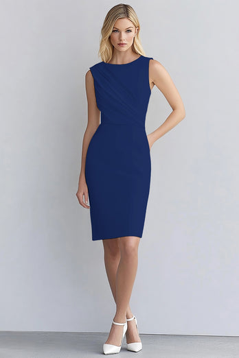 Ivory Bodycon Sleeveless Ruched Short Work Dress