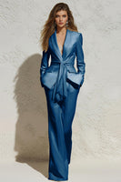 Load image into Gallery viewer, White 2 Piece Notched Lapel Ruched Business Suits with Sash