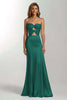 Load image into Gallery viewer, Dark Green Cut Out Mermaid Sweetheart Satin Long Formal Dress