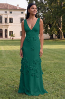 Load image into Gallery viewer, Butter Yellow V-Neck Floral Sheath Long Formal Dress