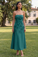 Load image into Gallery viewer, Yellow Strapless A Line Floral Maxi Formal Dress