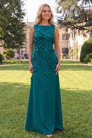 Load image into Gallery viewer, Yellow Boat Neck Floral A Line Long Formal Dress
