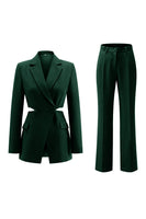 Load image into Gallery viewer, 2 Piece Grey Blue Cut Out Notched Lapel Women Prom Suits