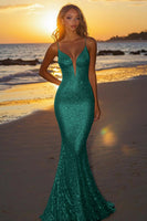 Load image into Gallery viewer, Sparkly Silver Sequin Strapless Mermaid Long Formal Dress