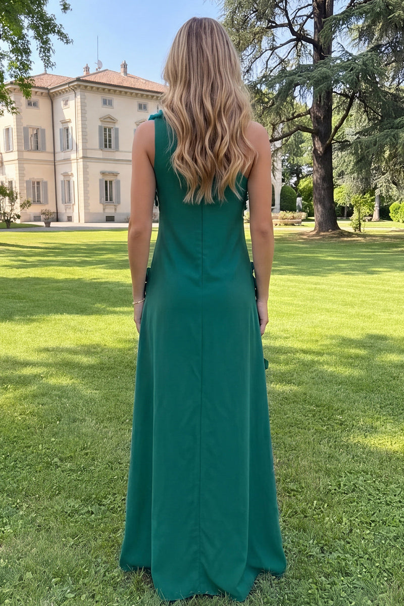 Load image into Gallery viewer, Yellow One Shoulder Floral Sheath Maxi Formal Dress