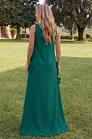 Load image into Gallery viewer, Blue A Line Floral High Neck Long Formal Dress