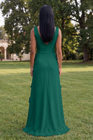 Load image into Gallery viewer, Butter Yellow V-Neck Floral Sheath Long Formal Dress