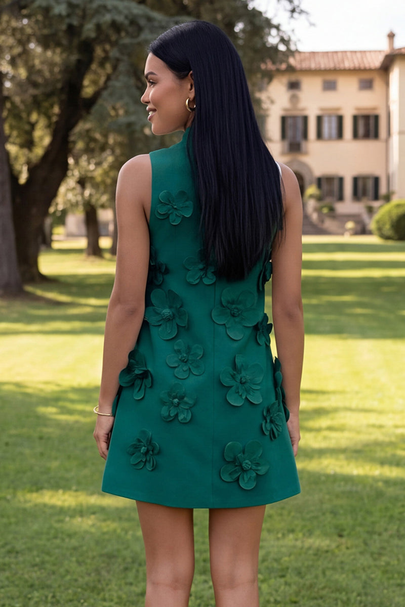 Load image into Gallery viewer, Lilac High Neck A Line Short Floral Homecoming Dress