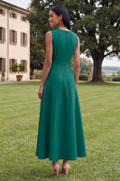 Load image into Gallery viewer, Hot Pink Round Neck A Line Floral Maxi Formal Dress