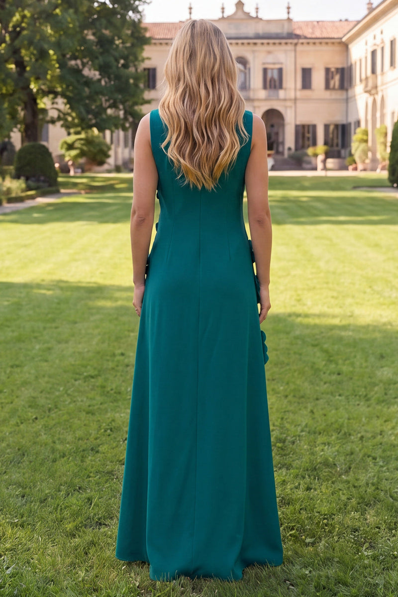 Load image into Gallery viewer, Yellow Boat Neck Floral A Line Long Formal Dress