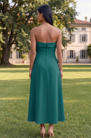 Load image into Gallery viewer, Yellow Strapless A Line Floral Maxi Formal Dress