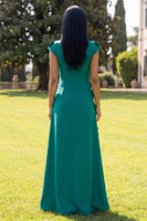 Load image into Gallery viewer, Butter Yellow Round Neck A Line Floral Long Formal Dress with Sleeves