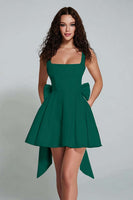 Load image into Gallery viewer, Ivory A Line Square Neck Short Homecoming Dress with Bow