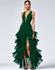Load image into Gallery viewer, A Line Royal Blue Sleeveless V-Neck Tiered Long Formal Dress with Slit