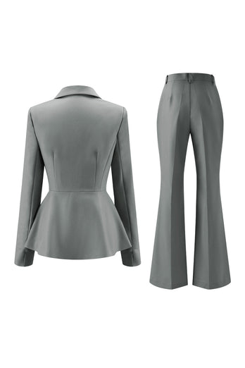 2 Piece Grey Green One Button Notched Lapel Women Prom Suits