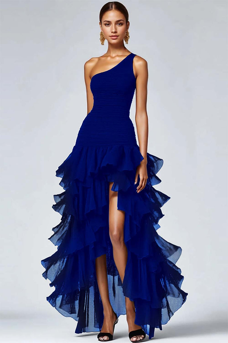 Queendancer Women Black Organza High Low Formal Dress with Ruffles A Line Tiered One Shoulder Long Black Tie Dress queendancer Queendancer Women Black Organza High Low Formal Dress with Ruffles A Line Tiered One Shoulder Long Black Tie Dress queendancer