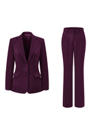 Load image into Gallery viewer, 2 Piece Dark Fuchsia Satin Notched Lapel Women Prom Suits