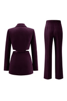 Load image into Gallery viewer, 2 Piece Grey Blue Cut Out Notched Lapel Women Prom Suits