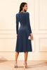 Load image into Gallery viewer, Glitter Dark Green Velvet A Line Midi Holiday Party Dress with Sleeves