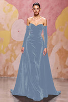 Load image into Gallery viewer, Dark Red Sweetheart Velvet A Line Long Evening Dress