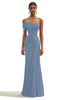 Load image into Gallery viewer, Dark Green Chiffon One Shoulder Long Formal Dress with Full Pleated