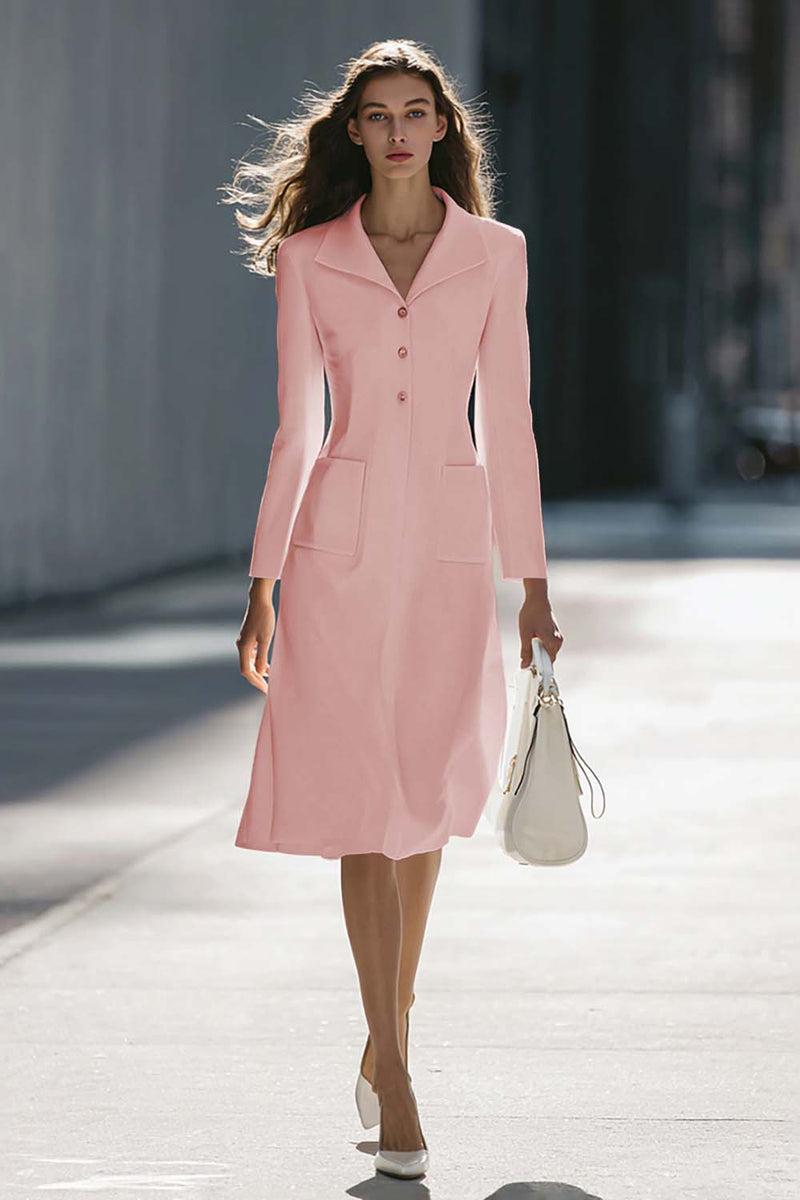 Load image into Gallery viewer, Ivory A Line Single Breasted Midi Blazer Dress with Sleeves
