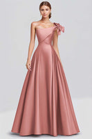Load image into Gallery viewer, Ball Gown Dusty Sage One Shoulder Satin Long Formal Dress