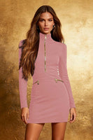 Load image into Gallery viewer, Black High Neck Tight Short Cocktail Dress with Sleeves