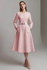 Load image into Gallery viewer, Ivory Tweed Boat Neck A Line Midi Homecoming Outfits with Belts
