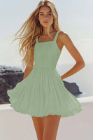 Load image into Gallery viewer, Lilac Pleated Square Neck Mini Graduation Dress