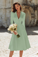 Load image into Gallery viewer, Ivory A Line Peak Lapel Midi Engagement Blazer Dress with Sleeves