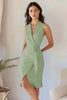 Load image into Gallery viewer, Queendancer Women Dusty Rose Tight Short Work Blazer Dress with Sash Satin Pencil V-Neck Sleeveless Cocktail Dress
