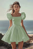 Load image into Gallery viewer, Black A Line Satin Mini Graduation Dress with Ruffles