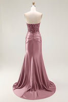 Load image into Gallery viewer, Sparkly Red Satin Mermaid Sweetheart Long Prom Dress with Sequins