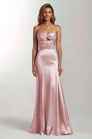 Load image into Gallery viewer, Dark Green Cut Out Mermaid Sweetheart Satin Long Formal Dress