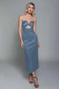 Load image into Gallery viewer, Dusty Blue Sheath Cut Out Satin Sweetheart Long Formal Dress