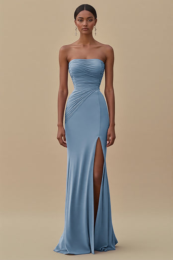 Elegant Black Sheath Chiffon Long Formal Dress with Slit
