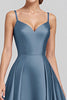 Load image into Gallery viewer, Black A Line Satin Spaghetti Straps Long Formal Dress