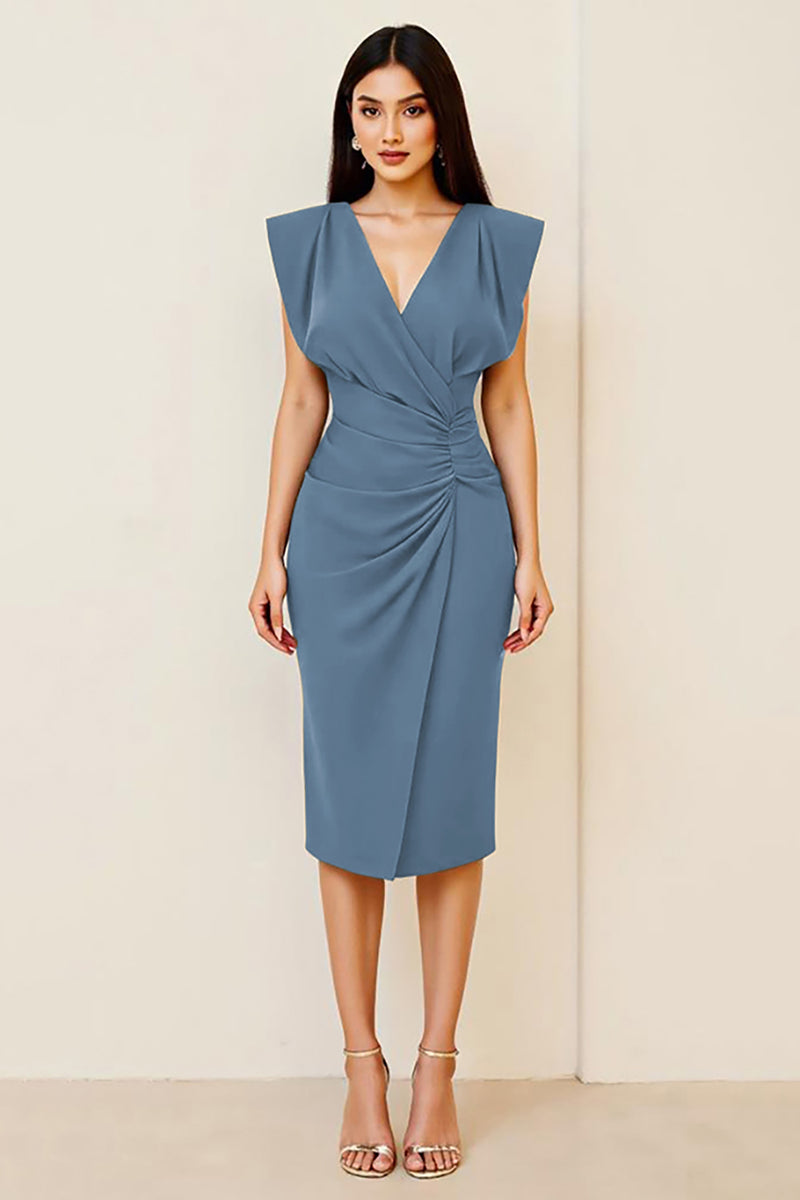 Load image into Gallery viewer, Plum Sheath V-Neck Ruched Long Formal Dress