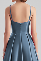 Load image into Gallery viewer, Black A Line Satin Spaghetti Straps Long Formal Dress