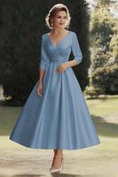 Load image into Gallery viewer, A Line Champagne Half Sleeves Long Mother of the Bride Dress