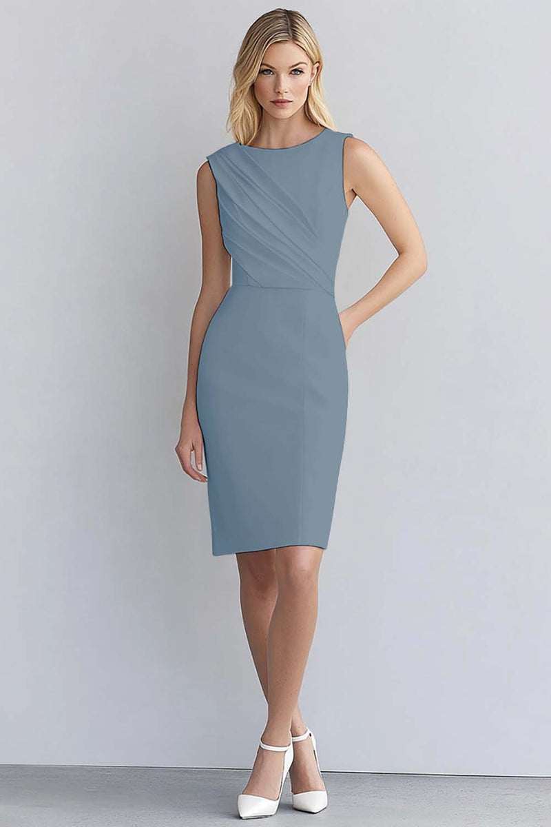 Load image into Gallery viewer, Ivory Bodycon Sleeveless Ruched Short Work Dress