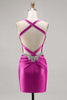 Load image into Gallery viewer, Sparkly Dark Green Satin Corset Tight Short Homecoming Dress with Beading